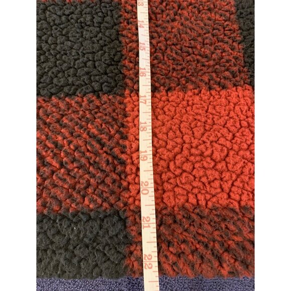 Thread + Supply Buffalo Plaid Fleece 1/4 Zip Red Sherpa Jacket Medium - Picture 6 of 6